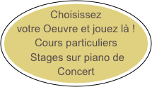 Choisissez votre Oeuvre et jouez là !
Cours particuliers
 Stages sur piano de        
Concert